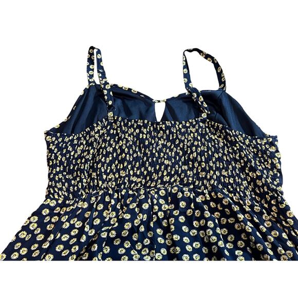 AUW 2X Daisy Floral Navy Blue Sundress Sleeveless Summer Dress - Picture 16 of 16